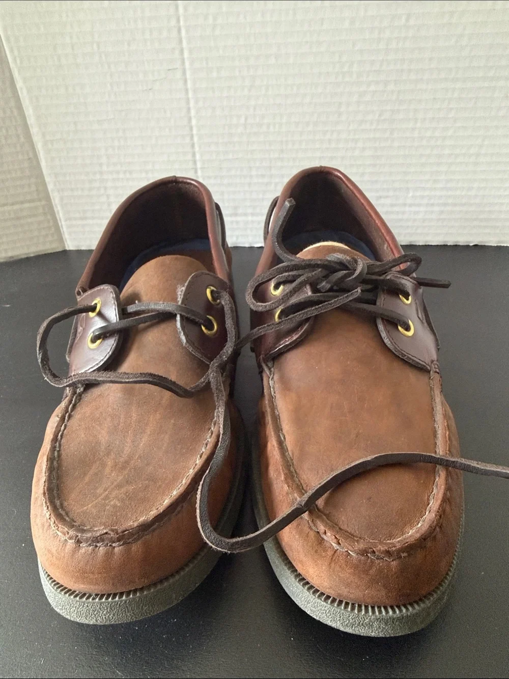Sperry Brown Leather & Dark Brown Two-Tone Boat Shoes